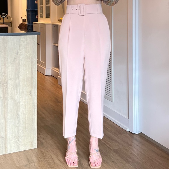 Zara High Waisted Trousers w/ Belt Lt. Pink Sz: XS - Picture 5 of 10